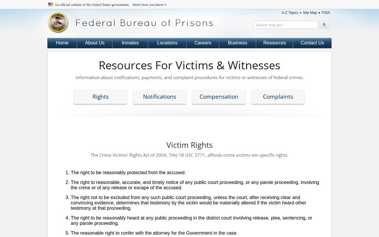 Federal Bureau of Prisons release records and notification resources