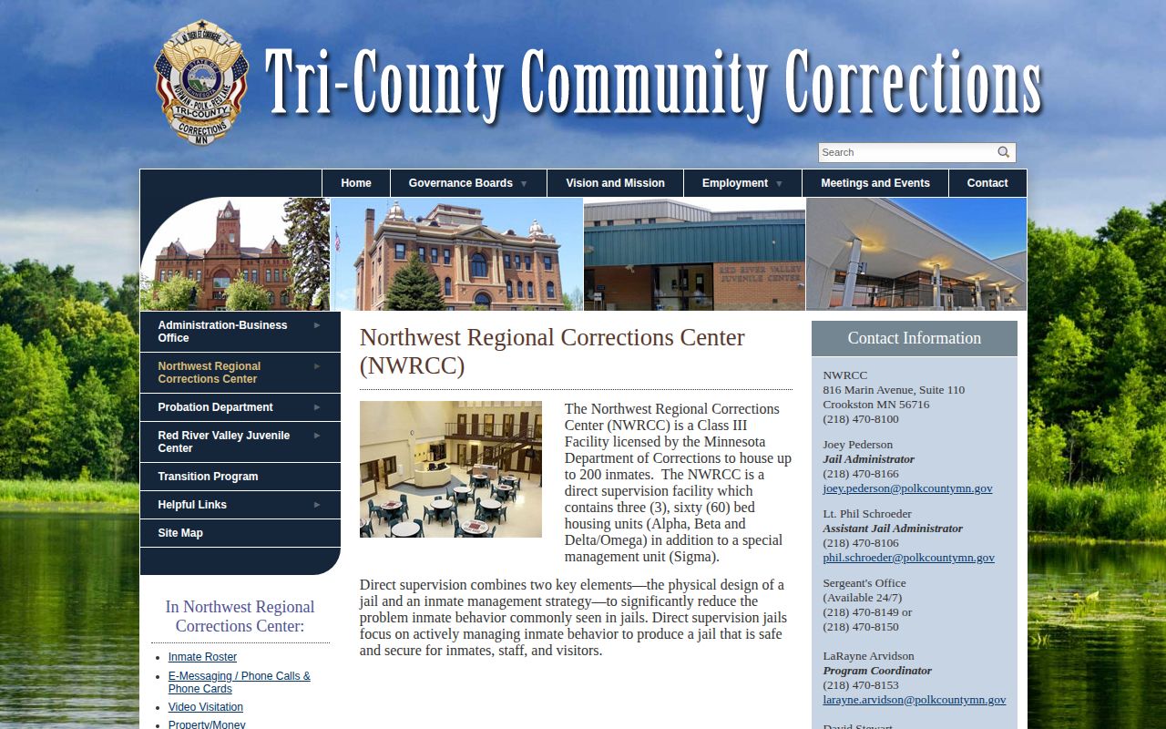 Northwest Regional Corrections Center release records facility overview