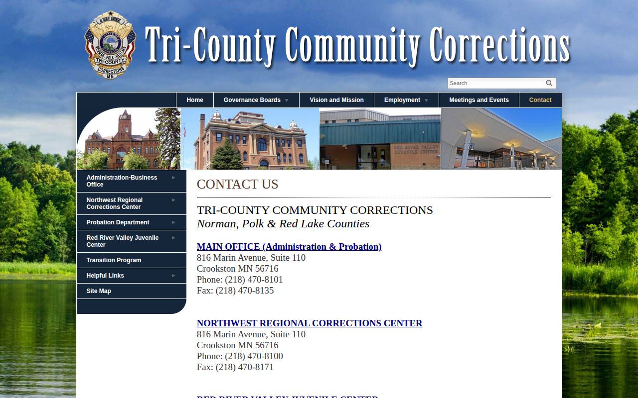 Red Lake County probation and parole TCCC office directory