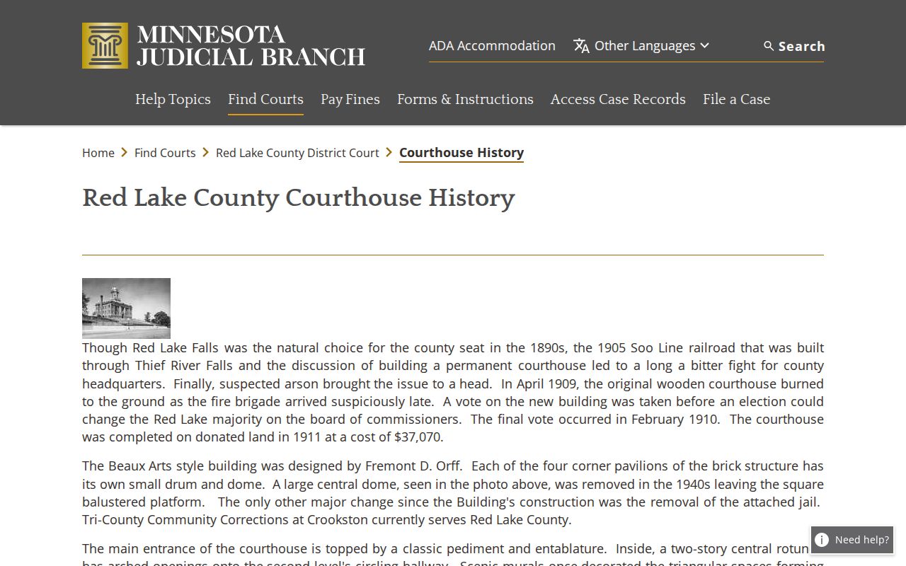 Red Lake County Sheriff former jail record history
